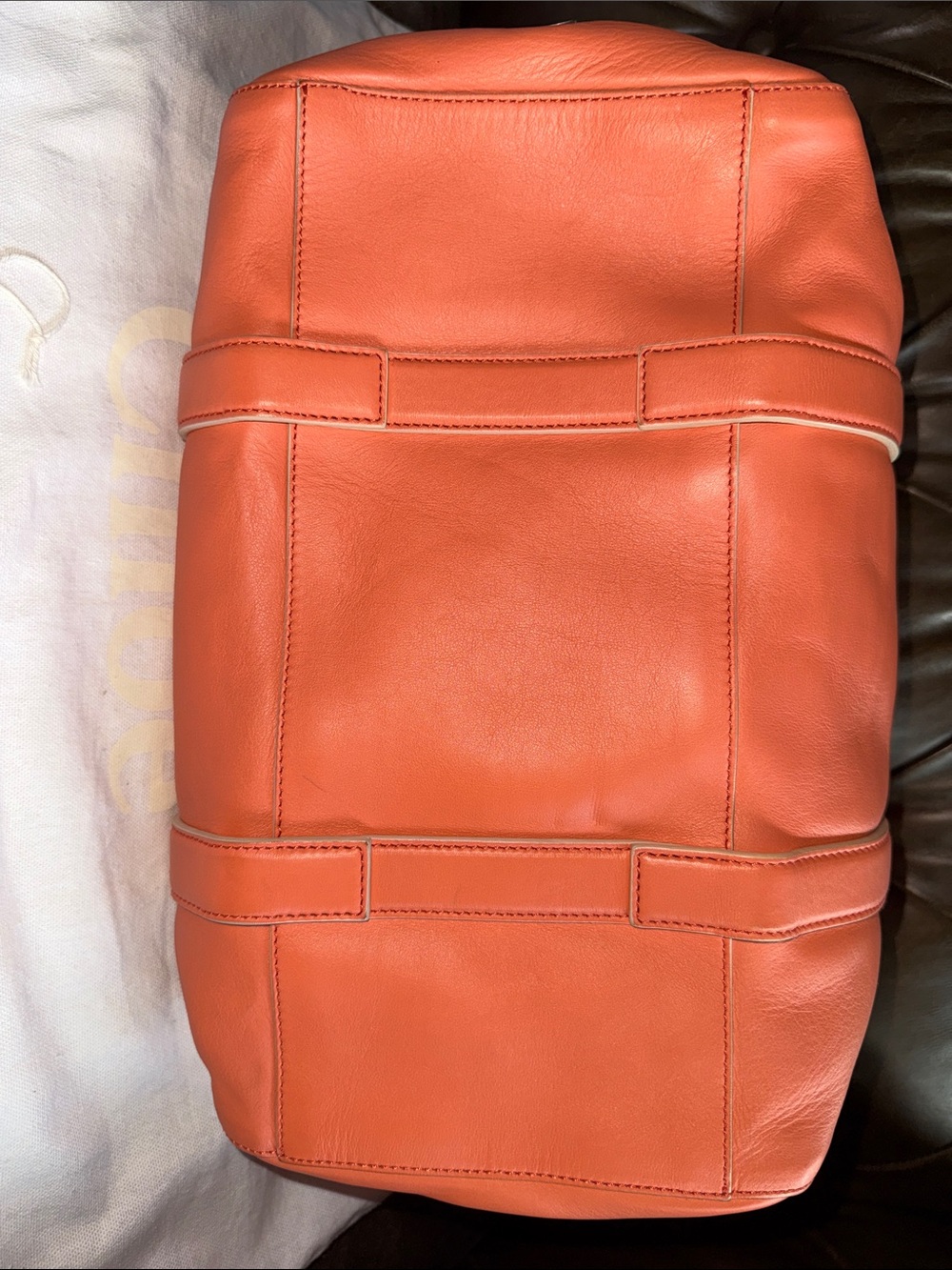 Chloe Madeleine Leather Boston Bag - Double-Handle Satchel with Front Zip - Picture 3 of 5